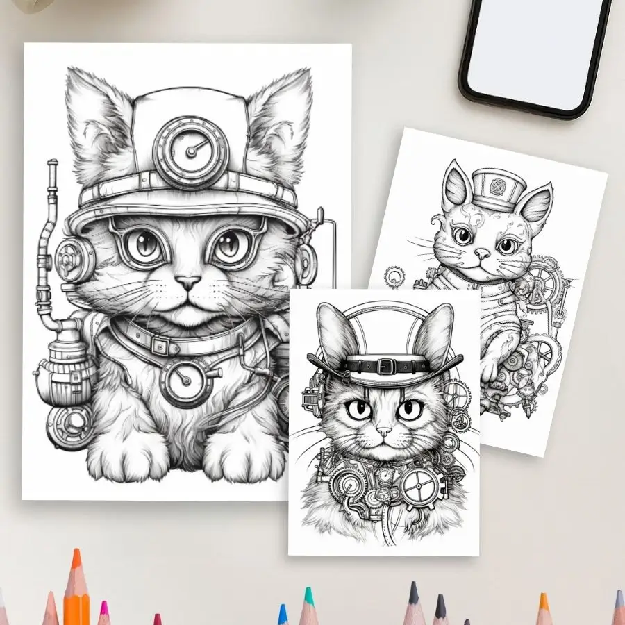 Steampunk Cats – 50 Steampunk-Themed Cat Pages - Image 2