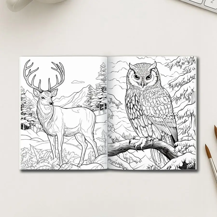 Winter Whiskers – 130 Winter Animal Coloring Pages - Image 2
